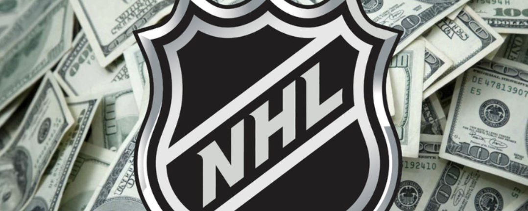 NHL logo surrounded by money