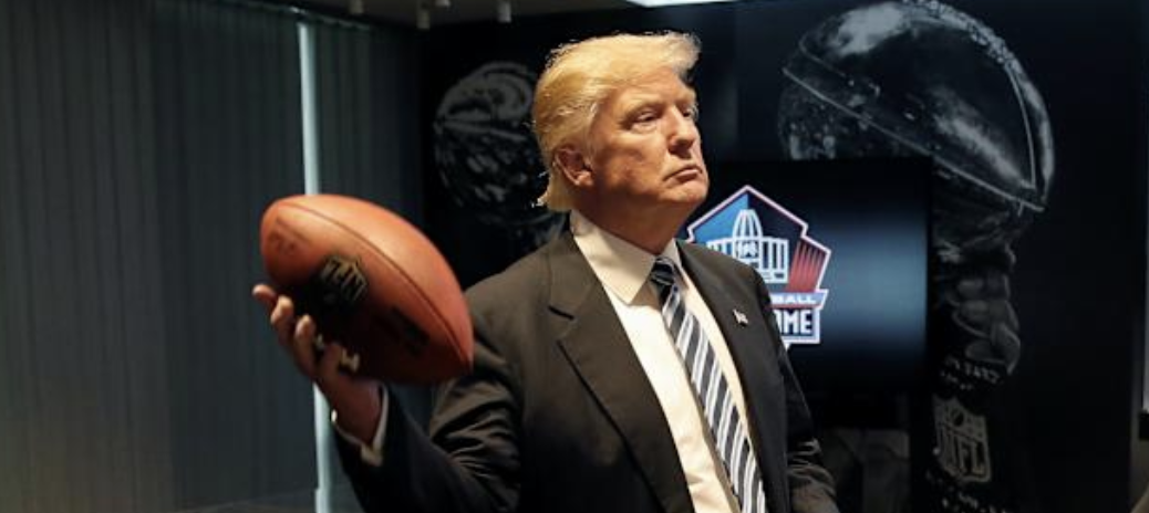 Trump throwing an NFL football