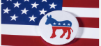 Democratic Party Button Set Atop US Flag